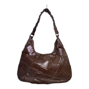 Elliott Lucca Brown Woven Leather Shoulder Bag Boho Luxe Boho Quiet Luxury